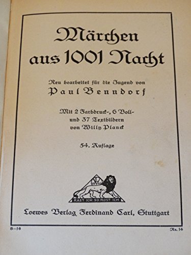 Märchen aus 1001 Nacht. Neu für die Jugend bearbeitet.