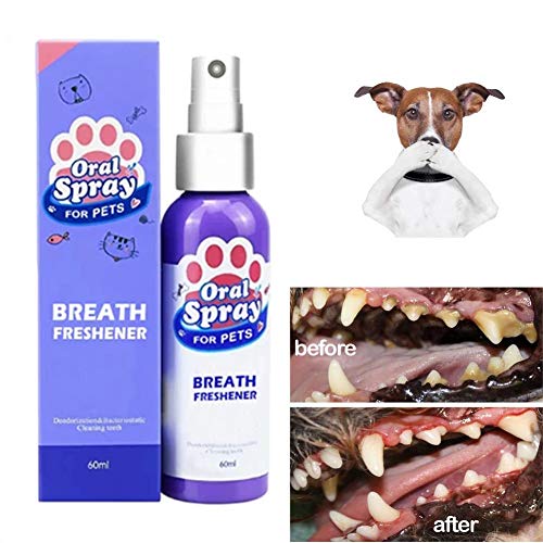 MARFUNY Spray de ambientador de Aliento para Mascotas, Limpiador de Dientes para Perros y Gatos Cuidado bucal Enjuague bucal de Aliento Fresco Cuidado Dental Saludable no tóxico