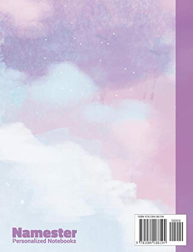 Marion: Personalized Composition Notebook – College Ruled (Lined) Exercise Book for School Notes, Assignments, Homework, Essay Writing. Purple Pink Blue Cover Art - Cloud Marble with Name