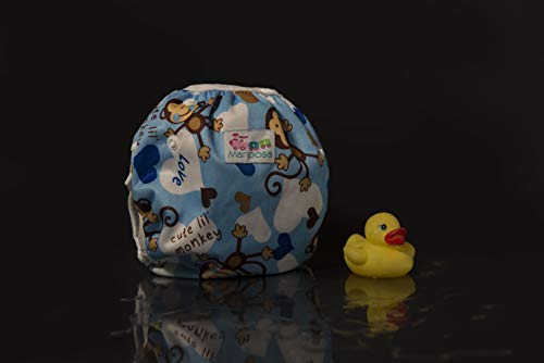 MARIPOSA | Bañador Pañal Bebé - Reutilizable Lavable y Ajustable - Pañales de Natación para Piscina y Mar para Niño de 0 a 2 Años - 2 pañales con funda impermeable (animales y mono)