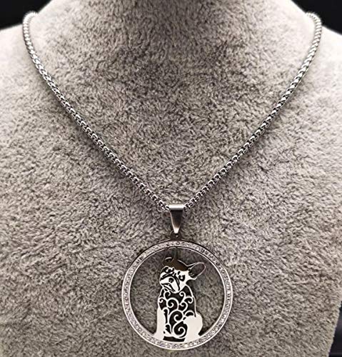 Marni’s - Collar Mujer Bulldog Frances - Regalos Originales para Mujer - Colgante Mujer Cadena Larga - Regalo Madres, Regalos para Amigas Originales - Joyas Mujer (Bull Dog Francés)