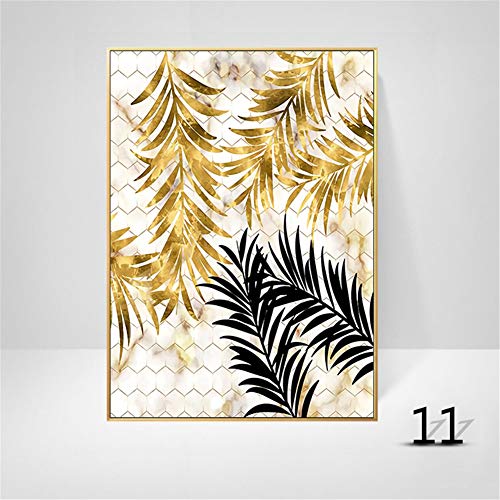 Martin Kench Juego de 3 pósteres de diseño para pared, hojas doradas de bosque, hoja de palma, sin marco, cuadro de pared, impresión de imágenes, póster, decoración para salón, Estilo D, 20 x 30 cm