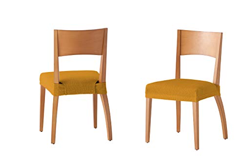 Martina Home Tunez - Funda para Silla, Tela, Funda silla asiento, Mostaza, 24 x 30 x 6 cm, 2 Unidades