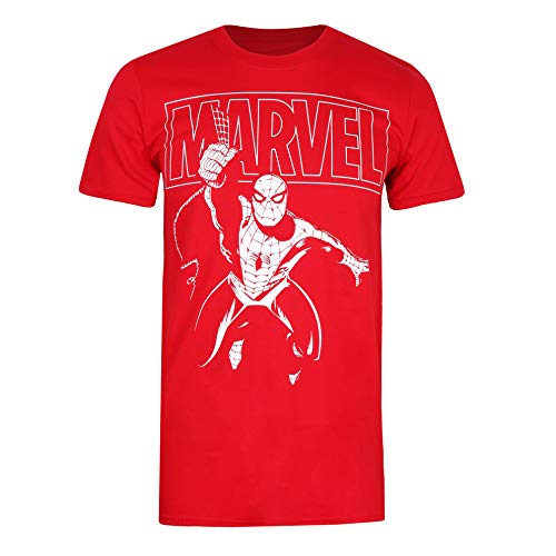 Marvel Spiderman Logo Swing Camiseta, Rojo (Cherry Red Red), Large (Talla del Fabricante: Large) para Hombre