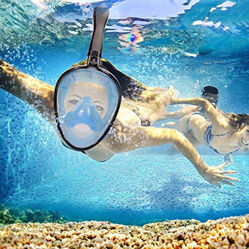 Máscara de Buceo, Máscara de Snorkel, Máscara de Buceo Fácil Respiración para Adultos, Máscara de Esnórquel con Soporte de Cámara Desmontable, Parte Superior Seca, Antivaho y antifugas