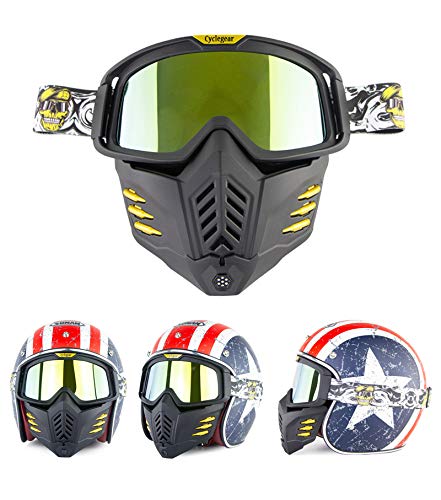 Máscara de casco Jet o Motocross - Universal – Máscara para moto - Gafas de protección – Resistente al viento, anti vaho talla única Lente Dorata