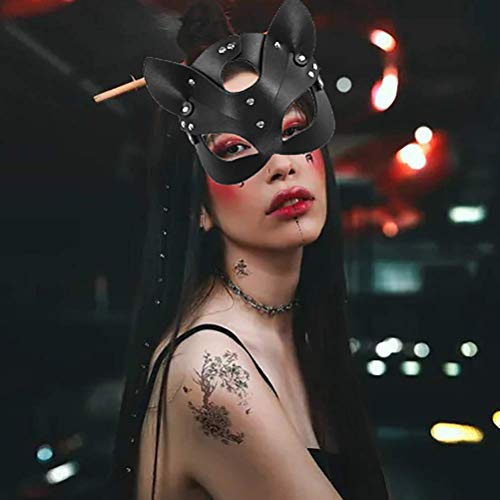 Máscara De Halloween, Máscara Facial De Cuero PU De Halloween Máscara De Cosplay Femenina Sexy Máscara De Carnaval Fiesta Bar Traje Máscara De Tocado