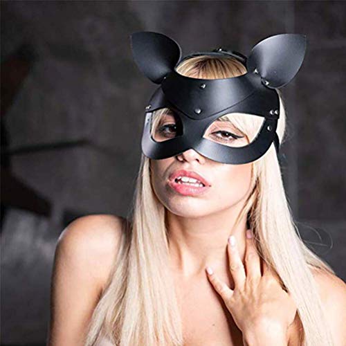 Máscara De Halloween, Máscara Facial De Cuero PU De Halloween Máscara De Cosplay Femenina Sexy Máscara De Carnaval Fiesta Bar Traje Máscara De Tocado