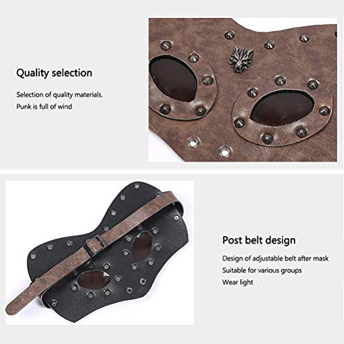 Máscara De Halloween, Máscara Facial De Cuero PU De Halloween Máscara De Cosplay Punk Fiesta De Carnaval Bar Disfraz Máscara para La Cabeza, Adecuado para Todas Las Personas