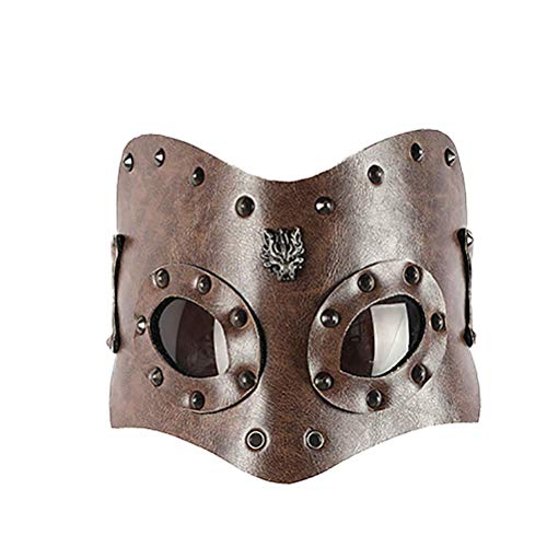 Máscara De Halloween, Máscara Facial De Cuero PU De Halloween Máscara De Cosplay Punk Fiesta De Carnaval Bar Disfraz Máscara para La Cabeza, Adecuado para Todas Las Personas
