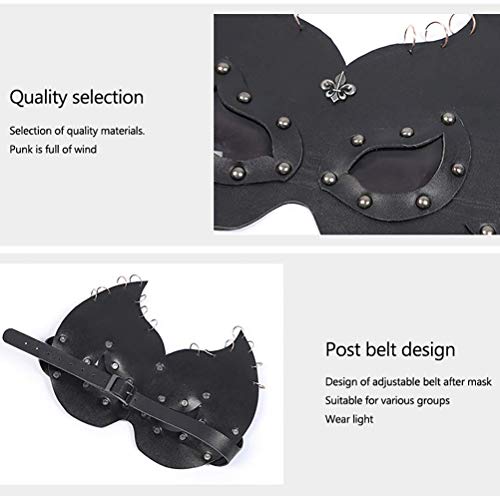 Máscara De Halloween, Máscara Facial De Cuero PU De Halloween Máscara De Cosplay Punk Fiesta De Carnaval Bar Disfraz Máscara para La Cabeza, Adecuado para Todos.