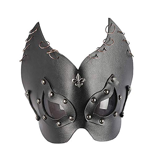 Máscara De Halloween, Máscara Facial De Cuero PU De Halloween Máscara De Cosplay Punk Fiesta De Carnaval Bar Disfraz Máscara para La Cabeza, Adecuado para Todos.