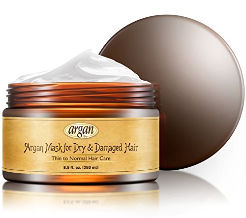 Máscara de pelo para cabello dañado, seco, fino o grueso, de aceite de argán, con vitaminas