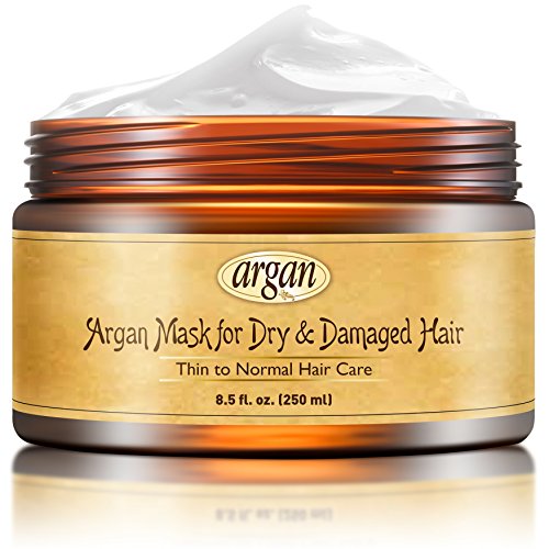 Máscara de pelo para cabello dañado, seco, fino o grueso, de aceite de argán, con vitaminas