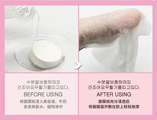 Máscara facial comprimida, 100 PC/paquete Máscara facial natural del cuidado de piel Mascarilla facial de seda no tejida comprimida Diy