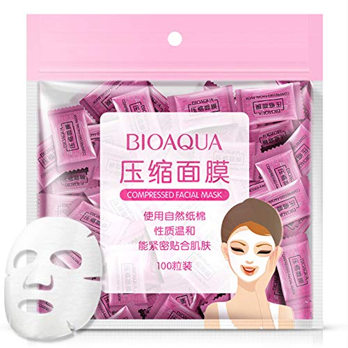 Máscara facial comprimida, 100 PC/paquete Máscara facial natural del cuidado de piel Mascarilla facial de seda no tejida comprimida Diy