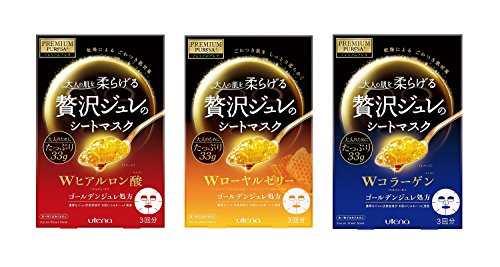 Máscara facial japonesa PURESA Gold Jelly Mask (33 g x 3 piezas) – Ácido hialurónico, Royal Jelly, colágeno 3 tipos