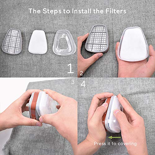 Máscara respiradora de Vapor 15 en 1 orgánica para Pintar plaguicidas químicos de Cara Completa con Doble Filtro de carbón Activado para carpintería y protección contra el Polvo