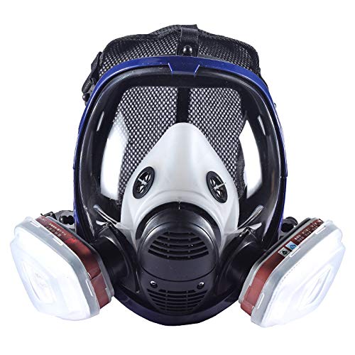 Máscara respiradora de Vapor 15 en 1 orgánica para Pintar plaguicidas químicos de Cara Completa con Doble Filtro de carbón Activado para carpintería y protección contra el Polvo