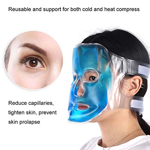 Mascarilla de gel de enfriamiento de hielo reutilizable, Mascarilla azul para aliviar la fatiga, Tratamientos para el frío y el calor Mascarilla facial completa, Mascarilla azul Relax