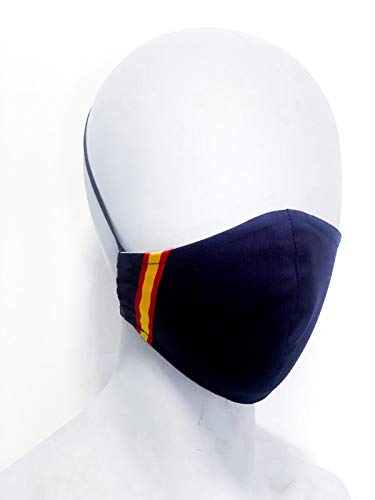 Mascarilla Higiénica multifunción, reutilizable, protección contra el polvo, algodón, tallaje adulto, MA02.AE AZUL BANDERA ESPAÑA 1 CINTA