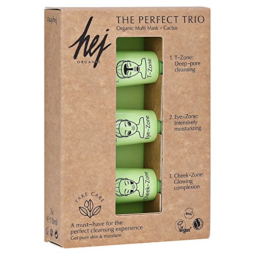 Mascarilla multiusos HEJ ORGANIC, cosmética natural, 3 x 10 ml, máscara facial para el cuidado de las diferentes zonas faciales, zona de los ojos, zona T, mejillas, limpieza, cuidado, vegano