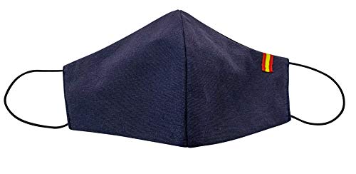 Mascarilla reutilizable Adultos Talla L,Unisex,color Azul con la Bandera de España, protección de filtración muy alta, fabricada en España.