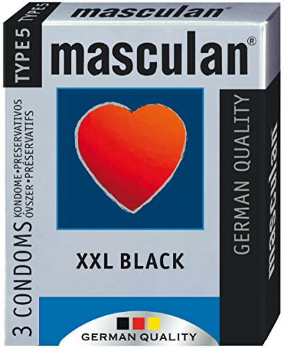 Masculan Preservativos tipo 5 negro, 2 x -grande, color negro, 3 piezas