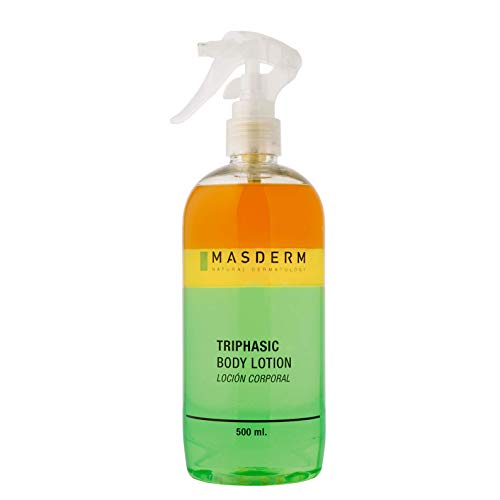 MASDERM | Loción Corporal Trifásica Hidratante | Suavidad-Hidratación-Elasticidad-Regeneración Vitamina E, Aloe Vera, Rosa mosqueta,Aceite de Argán,Aceite esencial de limón | Fórmula innovadora 500ml