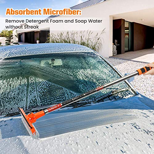 MATCC Limpiacristales 2 en 1 Rasqueta Limpiacristales Cepillo Giratorio Microfibra Adecuado para Limpiar Todo Tipo de Vidrio Automóvil o Uso Doméstico