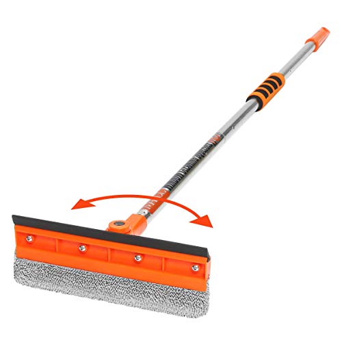 MATCC Limpiacristales 2 en 1 Rasqueta Limpiacristales Cepillo Giratorio Microfibra Adecuado para Limpiar Todo Tipo de Vidrio Automóvil o Uso Doméstico