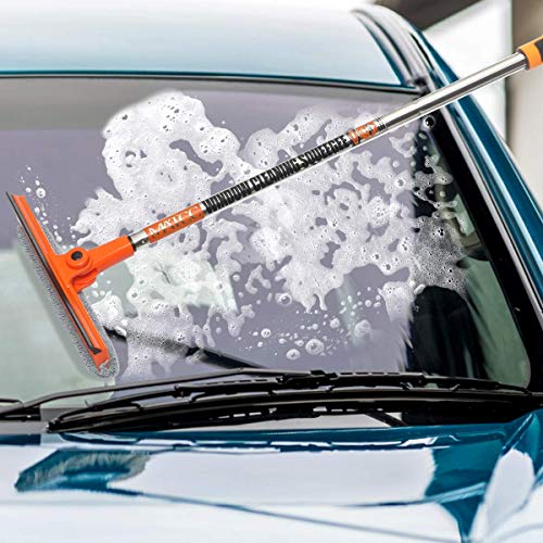 MATCC Limpiacristales 2 en 1 Rasqueta Limpiacristales Cepillo Giratorio Microfibra Adecuado para Limpiar Todo Tipo de Vidrio Automóvil o Uso Doméstico