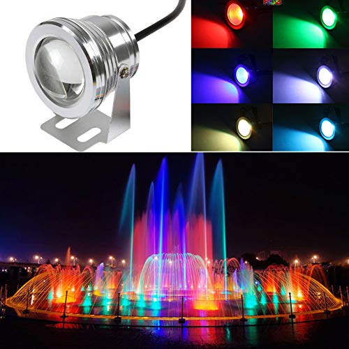 Matedepreso 10W 12V RGB LED Pond Light LED Underwater Spot Light IP67 Waterproof Outdoor Spotlight for Landscape Fish Tank Pond Swimming Fountain Garden