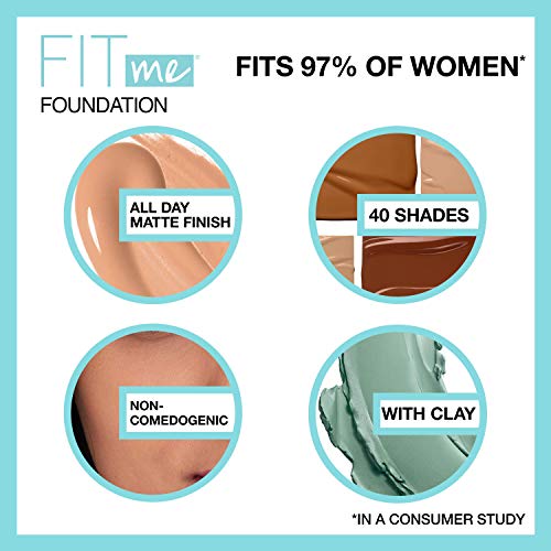 Maybelline New York Fit Me - Base de maquillaje, mate, sin poros, marfil natural (para piel más fina)