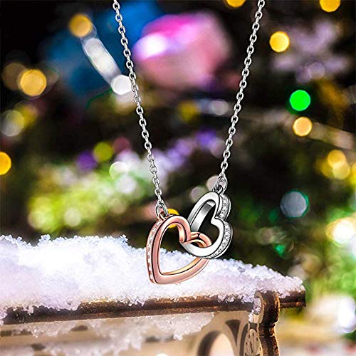 MDELAO - Collar de plata de ley 925 con colgante de plata de ley 925 y circonita cúbica 5A, chapado en oro rosa