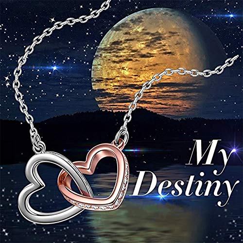 MDELAO - Collar de plata de ley 925 con colgante de plata de ley 925 y circonita cúbica 5A, chapado en oro rosa