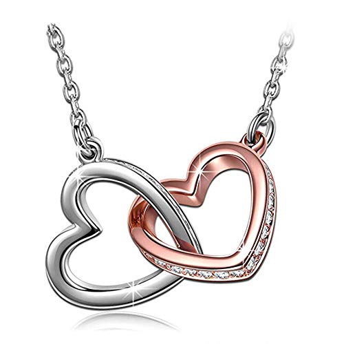 MDELAO - Collar de plata de ley 925 con colgante de plata de ley 925 y circonita cúbica 5A, chapado en oro rosa