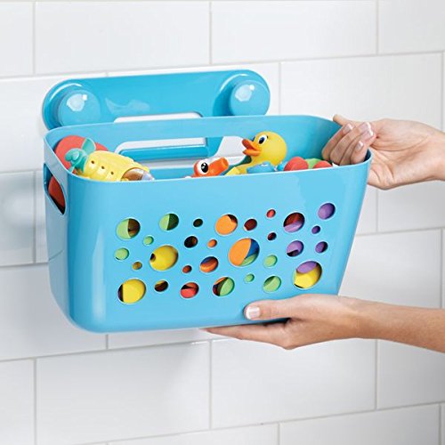 mDesign - Accesorios de baño sin taladro - Soporte para ducha con ventosas - Cesta de ducha ideal como organizador de champús y geles para nuestro cuidado diario - Color: Azul