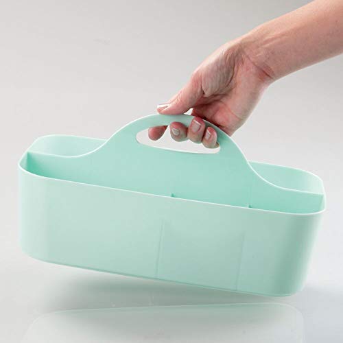 mdesign cuarto de baño cesta – 11 compartimentos – Organizador ducha y baño – Caja – Color: Mint – con mango de gel para ducha, champú, afeitadora