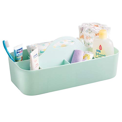 mdesign cuarto de baño cesta – 11 compartimentos – Organizador ducha y baño – Caja – Color: Mint – con mango de gel para ducha, champú, afeitadora