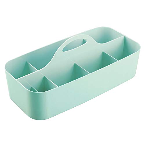 mdesign cuarto de baño cesta – 11 compartimentos – Organizador ducha y baño – Caja – Color: Mint – con mango de gel para ducha, champú, afeitadora