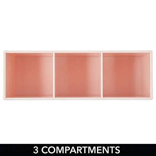 mDesign Gran Organizador de Maquillaje con 3 Compartimentos – Práctica Caja clasificadora para cosméticos – Caja de Maquillaje de plástico con Forma Cuadrada – Rosa/Dorado Rosado