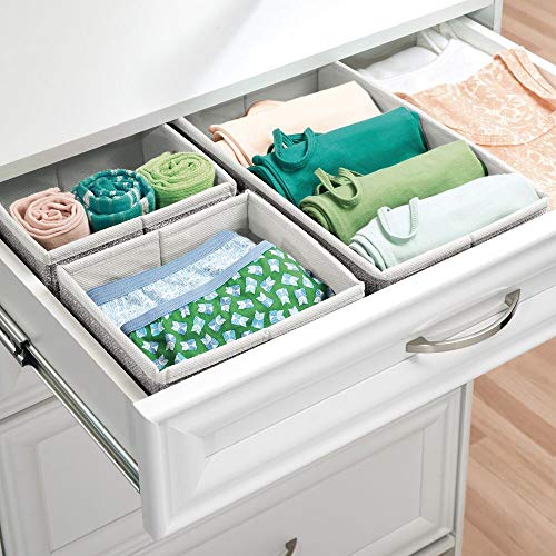 mDesign Juego de 6 organizadores de cajones – Cestas de Tela en 2 tamaños para el Dormitorio – Cajas organizadoras de Fibra sintética con un diseño Atractivo – Negro/Crema