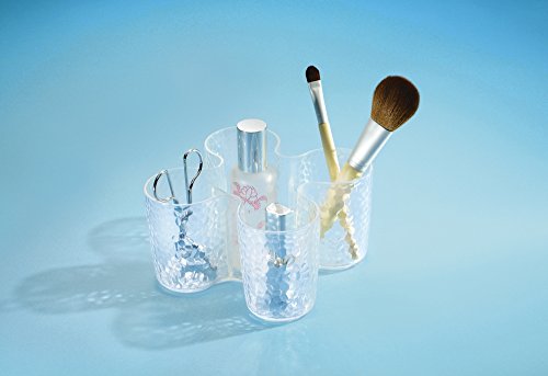 mDesign Porta Pinceles de Maquillaje - Organizador de brochas de Maquillaje - Organizador de cosméticos para el Lavabo o tocador de Maquillaje - Transparente