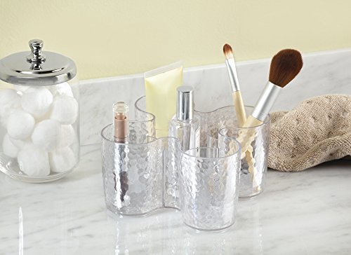 mDesign Porta Pinceles de Maquillaje - Organizador de brochas de Maquillaje - Organizador de cosméticos para el Lavabo o tocador de Maquillaje - Transparente