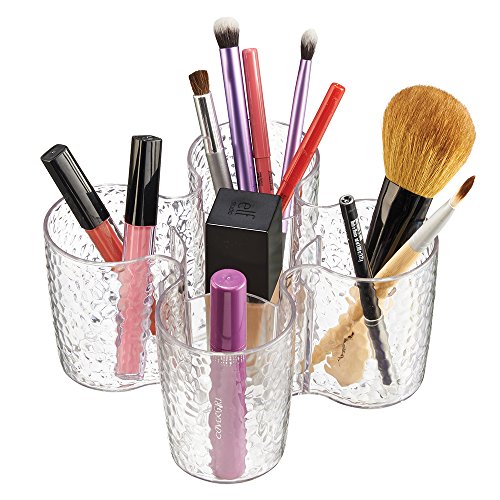 mDesign Porta Pinceles de Maquillaje - Organizador de brochas de Maquillaje - Organizador de cosméticos para el Lavabo o tocador de Maquillaje - Transparente