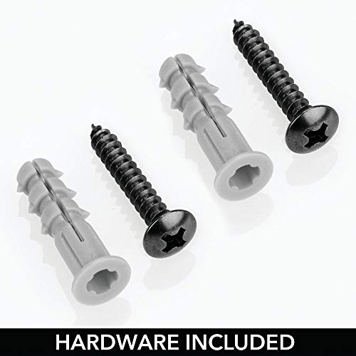 mDesign Soporte de pared para secador de pelo – Práctico estante de baño con 4 divisiones para utensilios de peluquería y 1 cesta – Organizador de baño para secador, plancha o rizador – color bronce