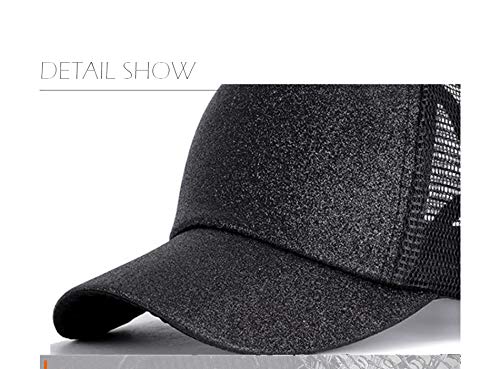 Mdsfe Casual Gorra de béisbol de Cola de Caballo Sombrero de Descuento Ajustable Lentejuelas Brillante Hip Hop Sombrero Mujer Verano Brillo Sombrero 27, Ajustable