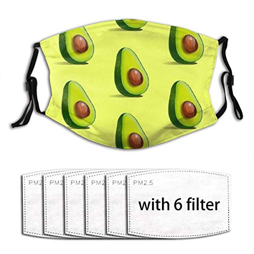 Me encanta el aguacate veganoPañuelo de la nariz de la boca protectora a prueba de polvo ajustable reutilizable que cubre la cara con el filtro de 6 piezas