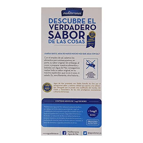 Mediterranea - Agua de Mar para consumo alimentario en Pack Ahorro de 3 Box de 2 Litros (Total 6 litros) - Alto contenido en Magnesio.